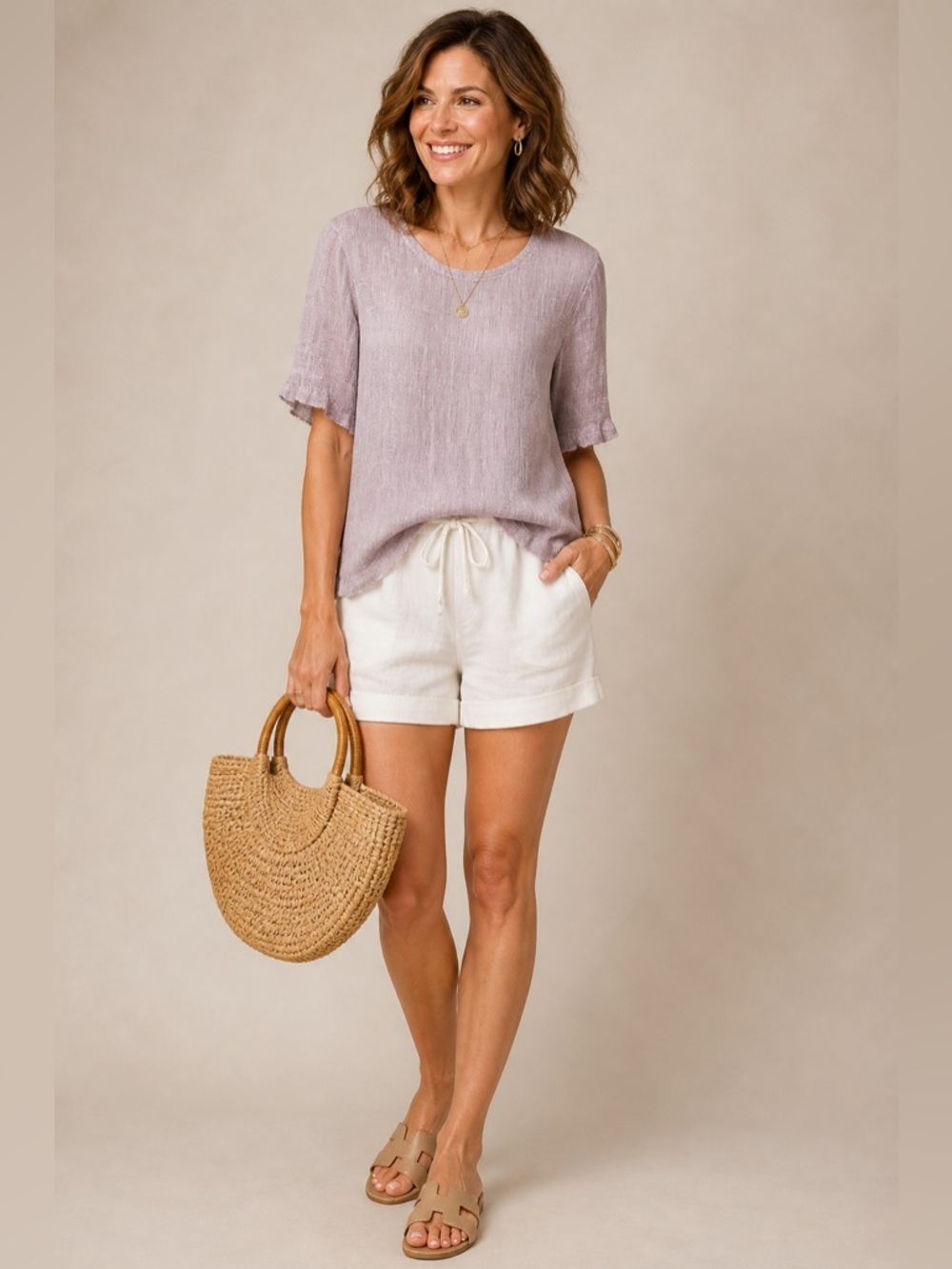 J. Jill Pure Jill Lilac Purple Gauze 100% Linen Blouse Shirt Top XSmall